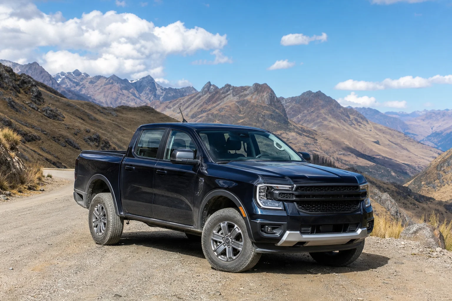 Ford Ranger pickup doble cabina en carretera andina peruana