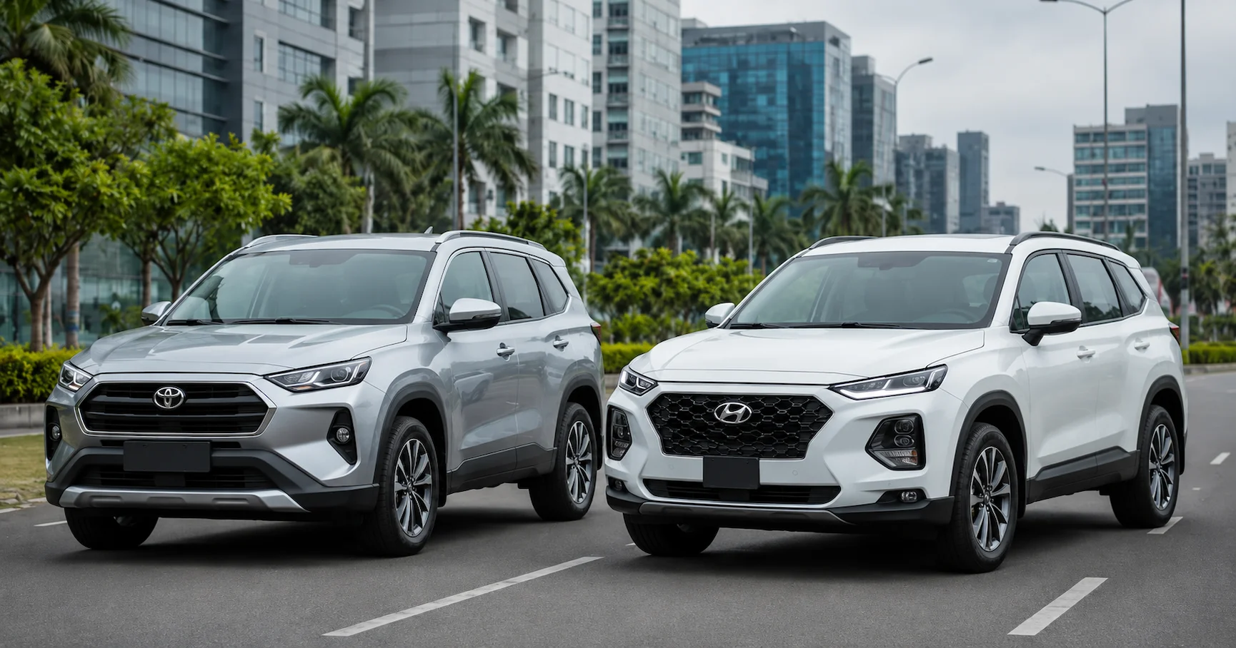 Toyota y Hyundai lado a lado en una calle de Lima Perú